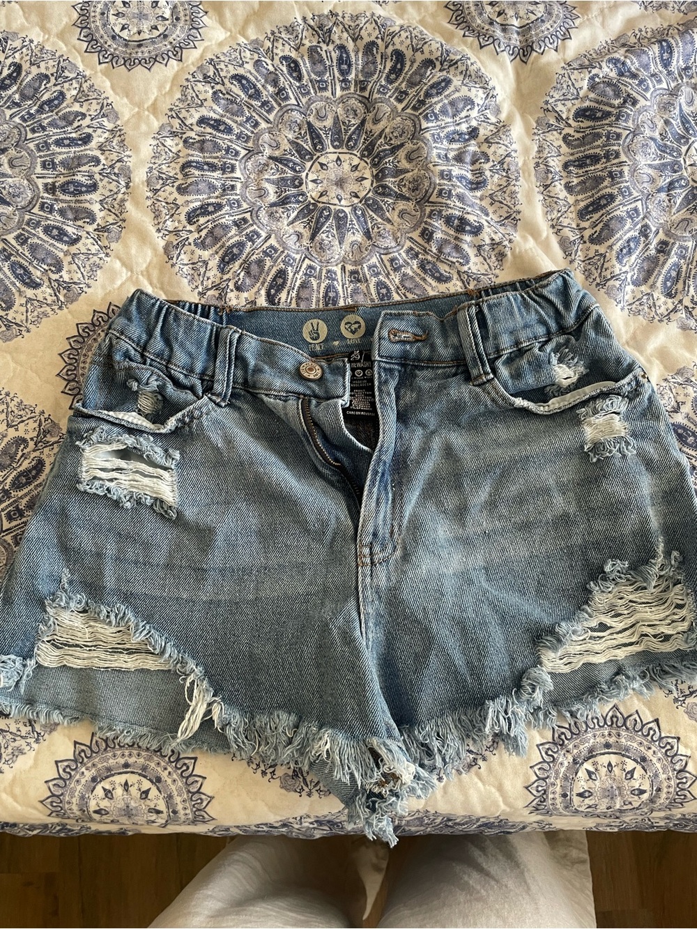 Rewash Light Blue Distressed Denim Shorts